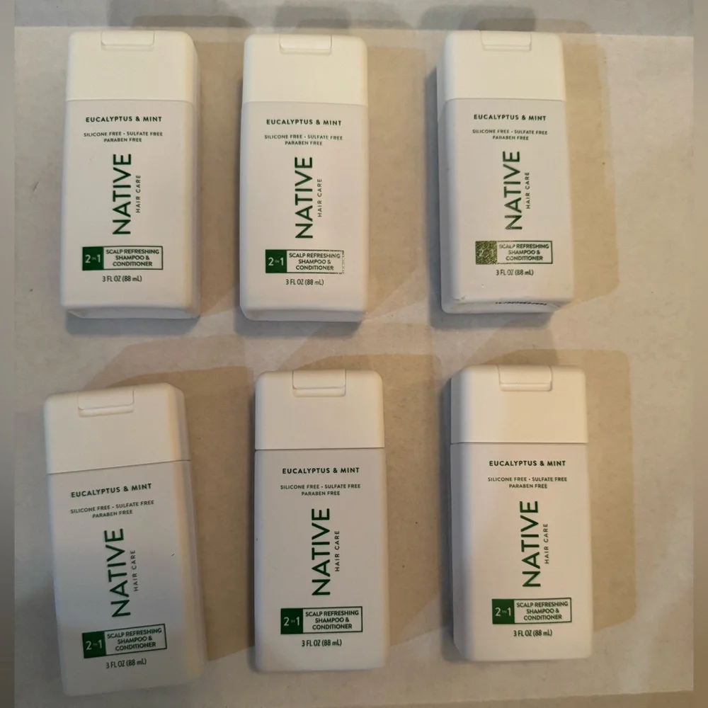6 NATIVE Eucalyptus & Mint Mini 2N1 3 oz Scalp Refreshing Shampoo & Conditioner